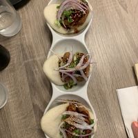 Crispy chicken bao - very spicy!  at Beyond Sushi in New York City