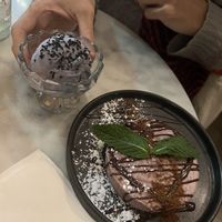 Taro ice cream and the cheesecake, both 10/10.   at Beyond Sushi in New York City