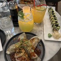 Lychee mint drink and chilli mango margarita   at Beyond Sushi in New York City