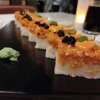 Oshizushi spicy salmon at Beyond Sushi in New York City