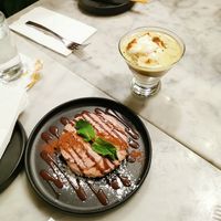 Matcha affogato and cheesecake at Beyond Sushi in New York City