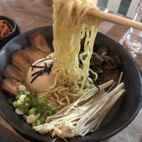 Shoyu ramen 22 - “pork belly” sunny side “egg” braised shiitake, marinated carrots , scallions , enoki, nori, chili oil   at Beyond Sushi in New York City