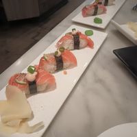 "Salmom" sushi pieces at Beyond Sushi in New York City