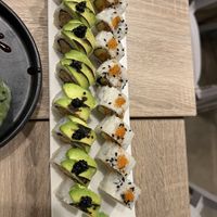 Charred avocado roll + tuna something roll   at Beyond Sushi in New York City