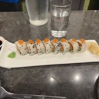 Spicy salmon with orange zest “roe"  at Beyond Sushi in New York City