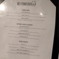 Menu at Beyond Sushi in New York City