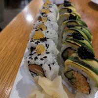 "Salmon” Avocado (left) Charred Avocado (right) at Beyond Sushi in New York City