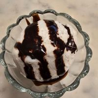 Vanilla ice cream with chocolate at Beyond Sushi in New York City