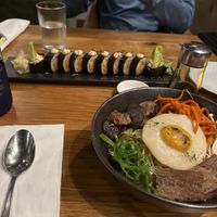 Shoyu ramen and spicy crab roll  at Beyond Sushi in New York City