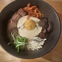 Ramen with steak with vegan egg #Veganuary at Beyond Sushi in New York City
