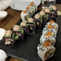 Mushroom and spicy tuna rolls at Beyond Sushi in New York City