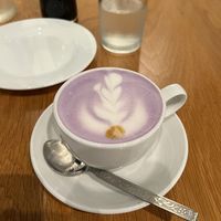 Ube latte  at Beyond Sushi in New York City