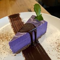 ube cheescake  at Beyond Sushi in New York City