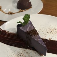 Ube Cheesecake and hazelnut dome  at Beyond Sushi in New York City