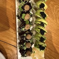 Mighty Mushroom and Charred Avocado sushi rolls  at Beyond Sushi in New York City