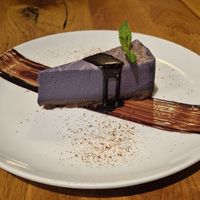 Ube cheesecake at Beyond Sushi in New York City