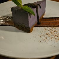 Ube blueberry cheesecake at Beyond Sushi in New York City