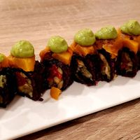 Black rice, avocado, sun dried tomatoes,  butternut squash and almond pesto. Yum. at Beyond Sushi in New York City