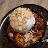 Cinnamon Rolls with coconut ice cream - the best dessert ever at Beyond Sushi in New York City