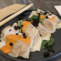 Jackfruit dumplings. Delicious!! at Beyond Sushi in New York City