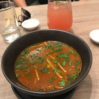 Chilli Mushroom Soup and Watermelon mint lemonade  at Beyond Sushi in New York City