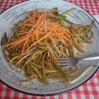 Pasta with stir fry vegetables
Tagliatella con saltado vegetales at Prometeo in Huanchaco