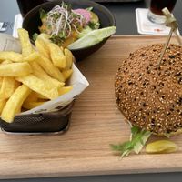 Vegan burger at Grand Café Industrie in Leuven
