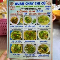 Continuation of the menu  at Chi Cu in Ho Chi Minh City