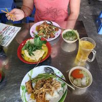 curry soup with rice noodle and rice with tofu and vegetables :) at Chi Cu in Ho Chi Minh City