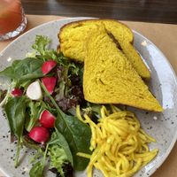 Sandwich with bbq seitan slices and vegan cheese  at Bistro Maha in Ljubljana