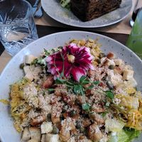 The salad and lasagna for lunch at Bistro Maha in Ljubljana
