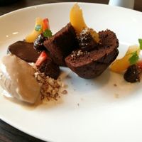 cacao cupcake with vegan hazelnut ice-cream at Bistro Maha in Ljubljana