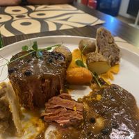 Juicy marble pepper steak  at Bistro Maha in Ljubljana