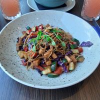 soy noodles with vegetables at Bistro Maha in Ljubljana