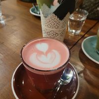 Beetroot latte at LYR Speciality Coffee and Food in Pecs