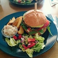 Sweet potato burger with avocado  at LYR Speciality Coffee and Food in Pecs