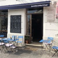 Outdoor seating area at LYR Speciality Coffee and Food in Pecs