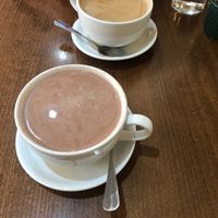 Chai latte with sesame milk  and a latte with walnut milk(all house made!)  at Vinnie's Eatery in Cheltenham