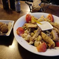 Caesar's salad + croquettes at Cerveceria Victoria in A Coruna