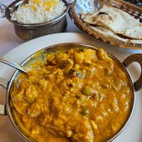 Veggie Korma made vegan at Lal Mirch Indian Restaurant in Agoura Hills