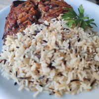 Baked eggplant with rice at Talos Restaurant in Crete