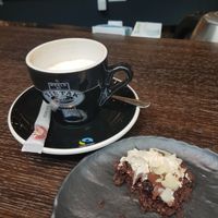 Cannot help myself!!! Coffee and coffee cake! So good!! at More Pastry in Delft
