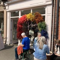 Outside seating on a sunny day at Pom Kitchen - Sharrow in Sheffield