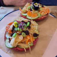 Pickled veg/Kimchi bagel at Pom Kitchen - Sharrow in Sheffield