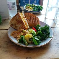 'tuna' melt jaffle with salads at Pom Kitchen - Sharrow in Sheffield