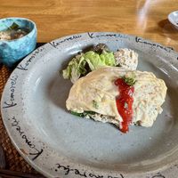 Omuraisu with yuba  at Komorebi Cafe in Yawata
