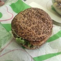 Lentil burger at green & protein in Pristina