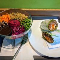Salad and wrap at green & protein in Pristina