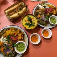 Bol Froid (cold bowl), vegan hot dog, soup  at Jah Jah in Paris