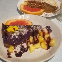 Blueberry cheesecake and sweet potato cake at Jah Jah in Paris